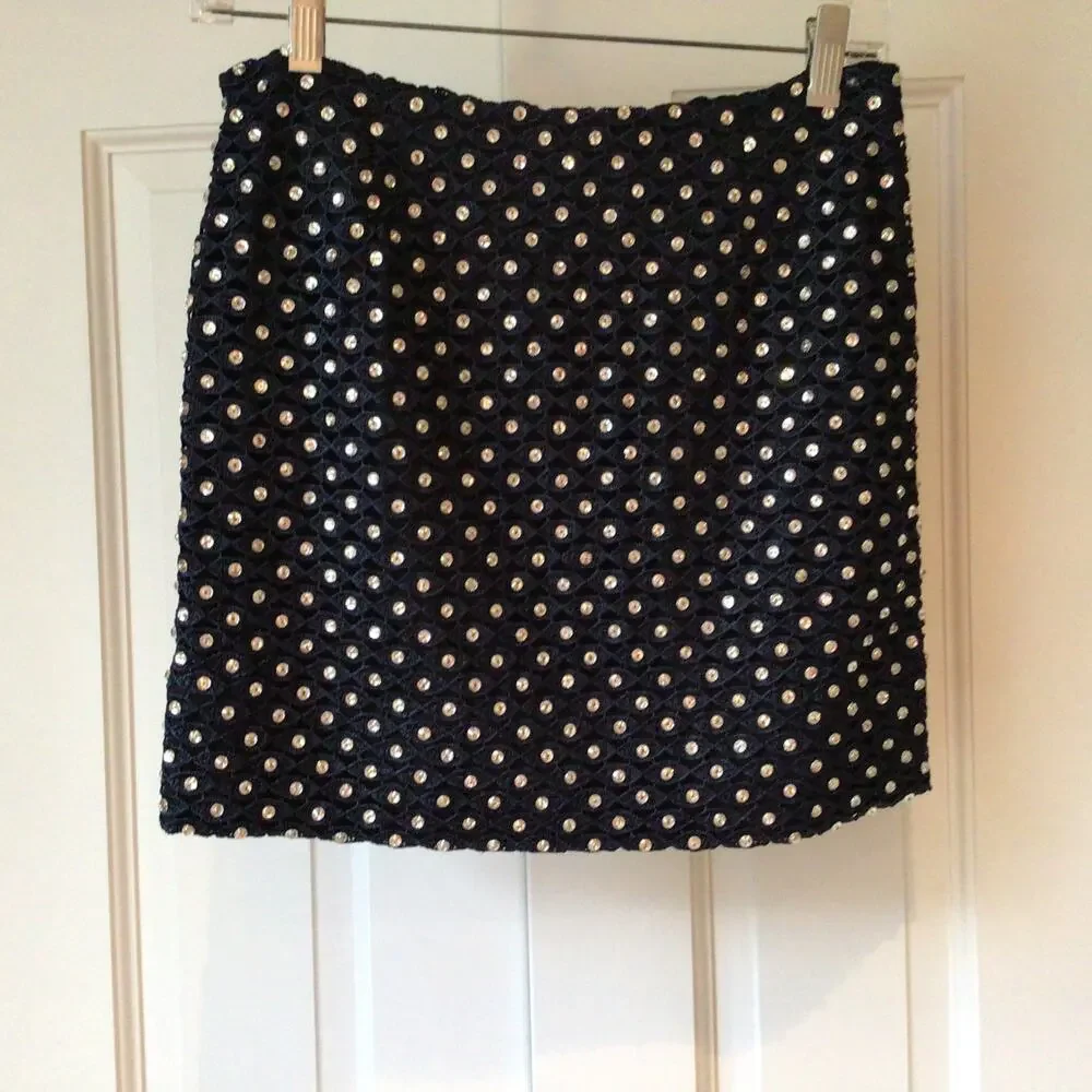 Diane von Furstenberg Women's Crystal Skirt Mini/Navy Blue Sz 2